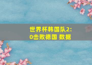 世界杯韩国队2:0击败德国 数据